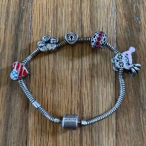 5 Pandora charms and bracelet